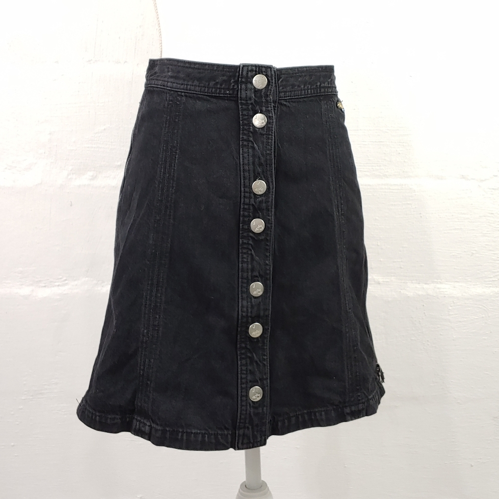 J. BRAND X BELLA FREUD BUTTON FRONT JEAN SKIRT WITH SIDE ZIP (711) - Picture 11 of 13